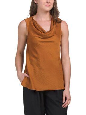 ALEX + LILI Satin Cowl Neck Blouse